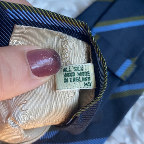 New Paul Stuart silk blue and green stripe tie - Picture 4 of 4